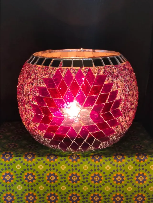 Portavelas Mosaico Cristal Multicolor