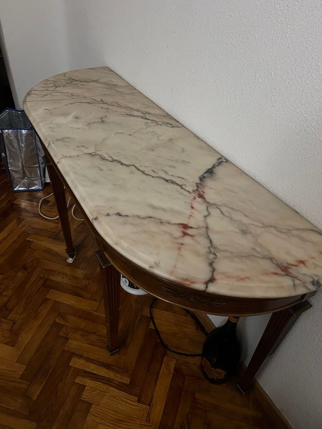 Mesa consola mármol y madera