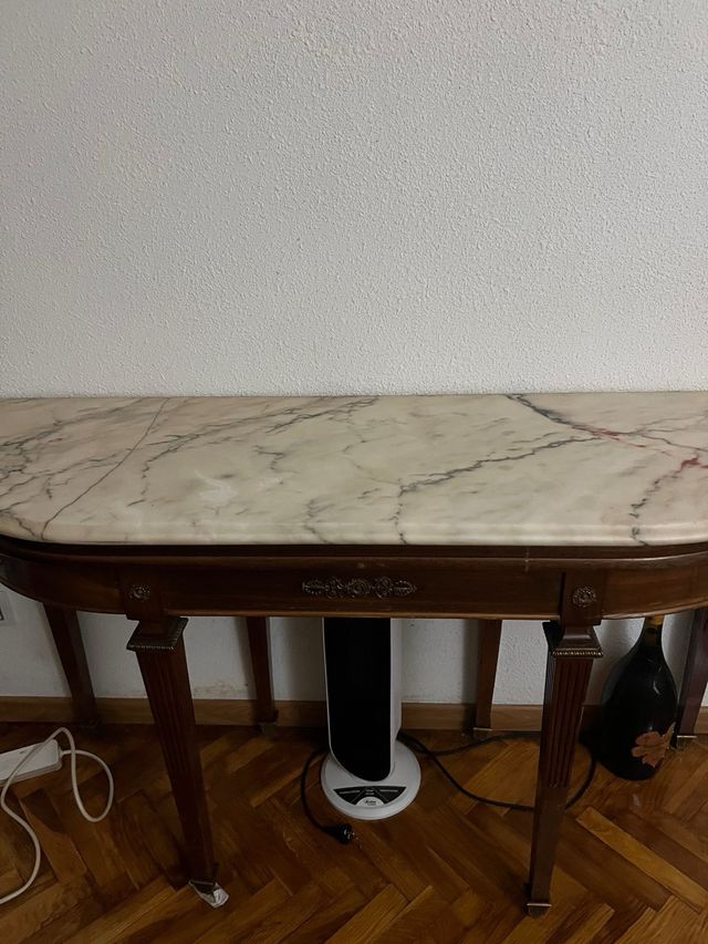 Mesa consola mármol y madera