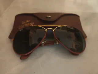 Gafas Sol Aviador Vintage Ray-Ban Cuero 80s