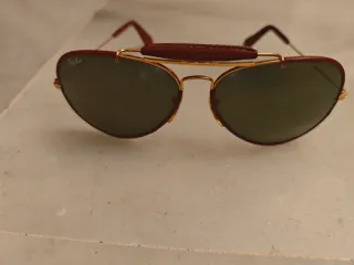 Gafas Sol Aviador Vintage Ray-Ban Cuero 80s