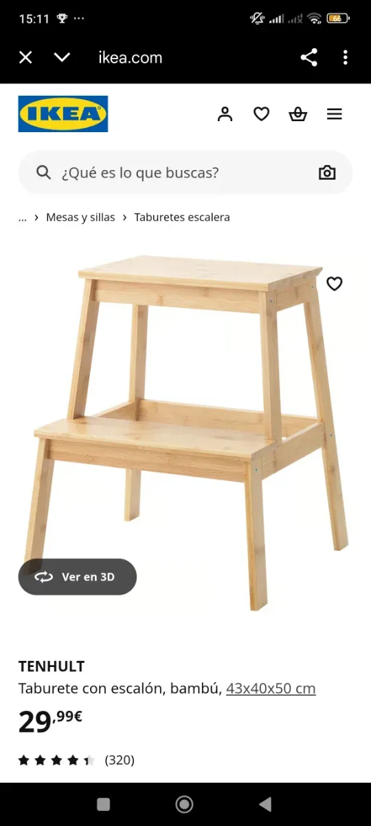 Taburete escalón bambú IKEA TENHULT