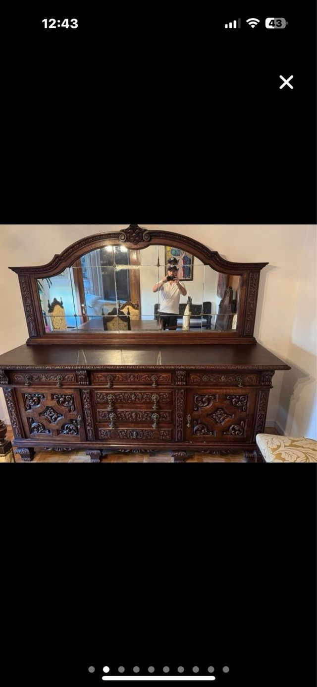 Mueble antiguo madera maciza con espejo