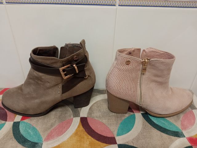 Botines Xti Marrones y Rosas palo Talla 38