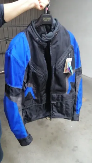 Chaqueta de moto DUVAMI azul y negra