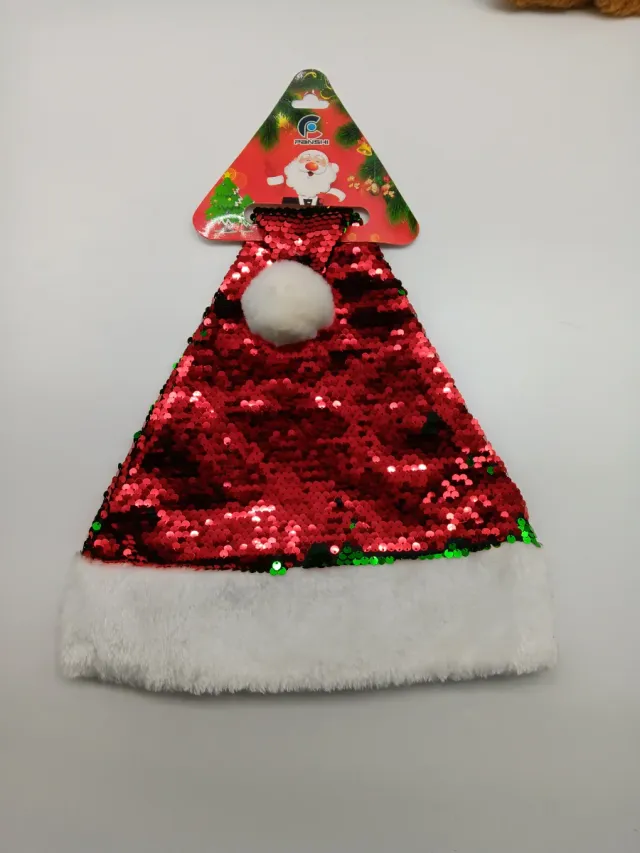 Gorro Navideño Papá Noel Lentejuelas Rojas