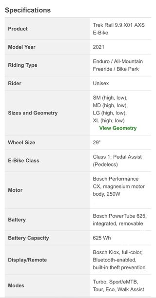 Bicicleta Eléctrica Trek Rail 9.9 X01 AXS