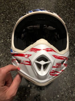 Casco Moto Cross con Diseño Calavera Bandiera USA