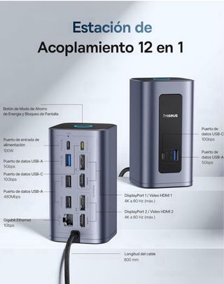Baseus Estación Acoplamiento USB-C 12 en 1