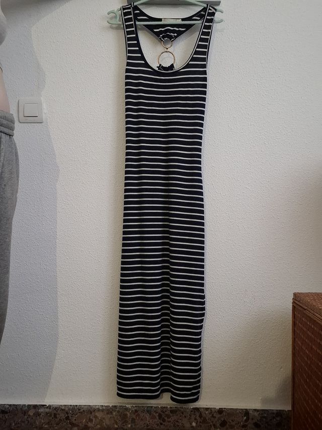 Vestido largo rayas blanco y negro