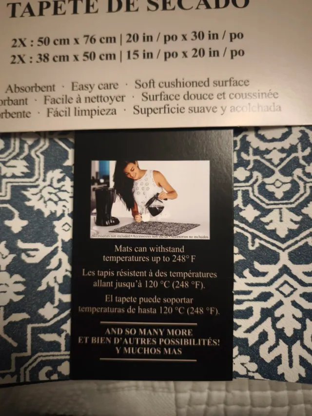 Tapetes de Secado Azul y Blanco (4 Piezas)