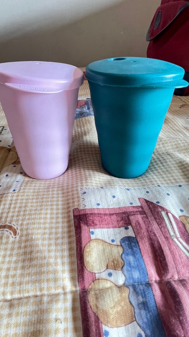 Juego 4 Vasos Tupperware Rosa y Turquesa