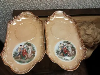2 Bandejas Porcelana Antiguas Decoradas