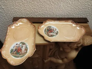 2 Bandejas Porcelana Antiguas Decoradas