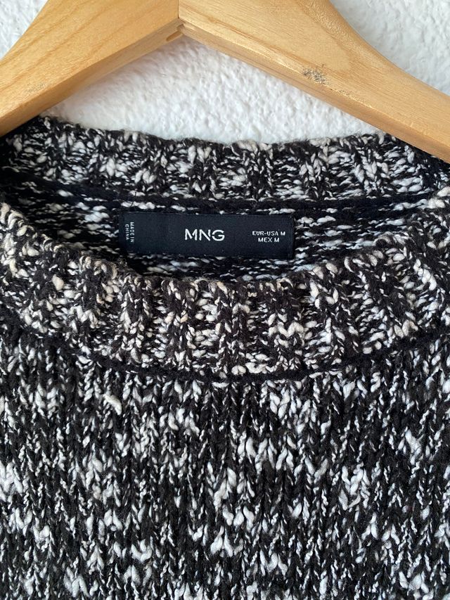 Jersey tejido negro y blanco