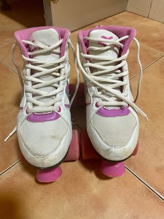 Patines 4 ruedas Fila blancos y rosas. Talla 35