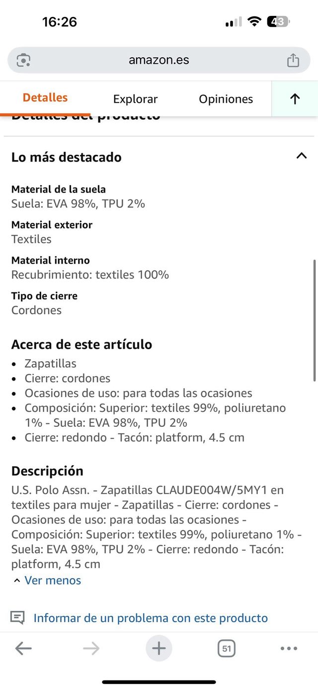 Zapatillas us Polo assn 38 EU Azul Amarillo