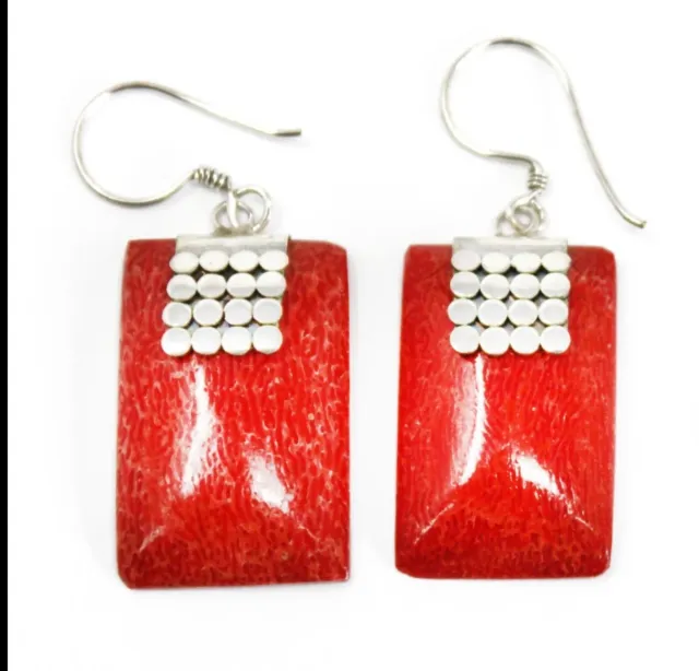 Brincos Artesanais Bali Prata Vermelho