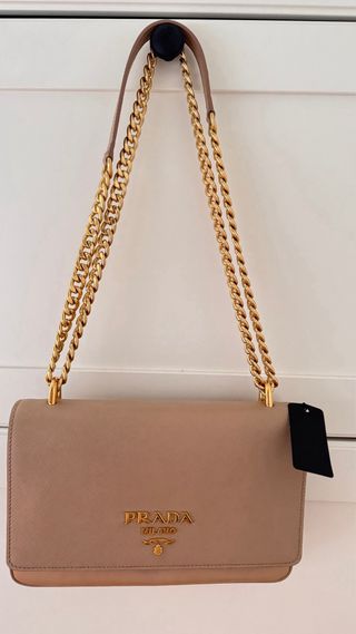 Bolso Prada Beige Cadena Dorada original