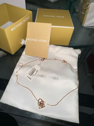 Collar Michael Kors Candado Baño Oro Rosa