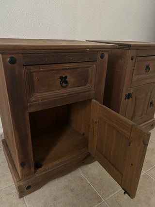 2 Mesitas Noche Rústicas Madera Mexicana