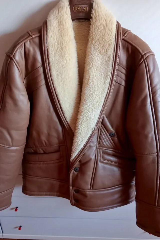 Giacca in pelle Racal marrone foderata