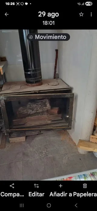Estufa de leña  medidas, 80 largo, 58 alto,45 anch