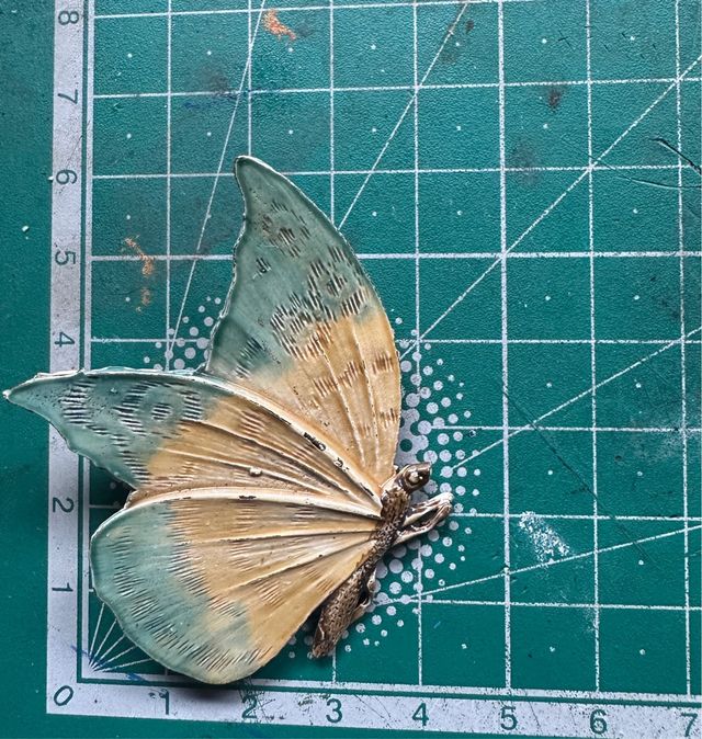 Broche Mariposa Dorado y Turquesa