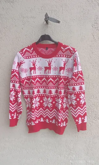 Maglione natalizio unisex rosso e bianco