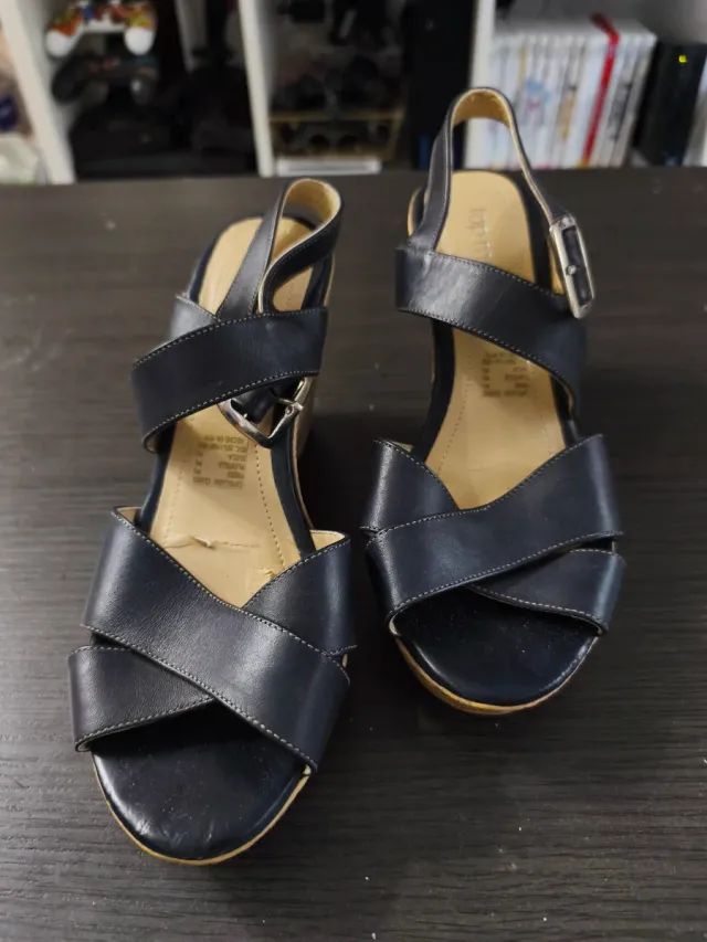 Sandalias de cuña azul mujer