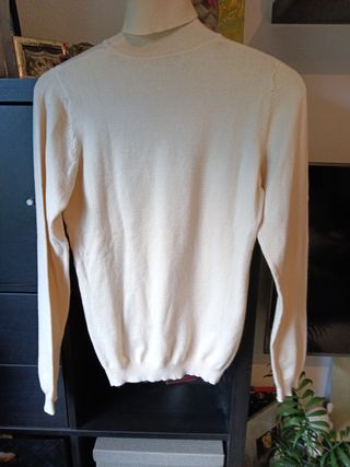 Jersey mujer cuello alto beige Entallado