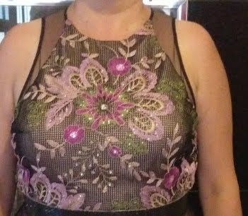 Vestido fiesta beige y negro T. 40/42