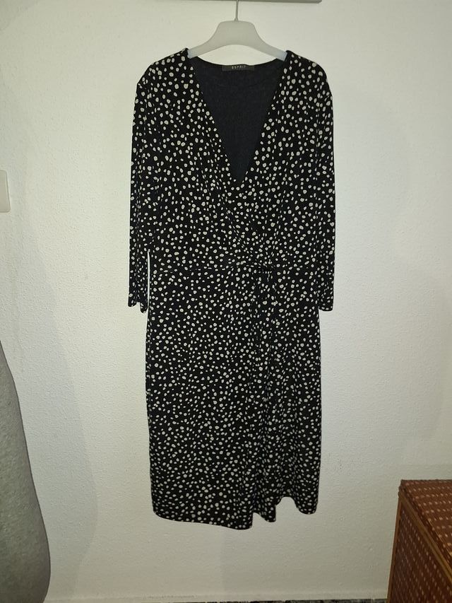 Vestido Esprit Negro con Lunares Blancos