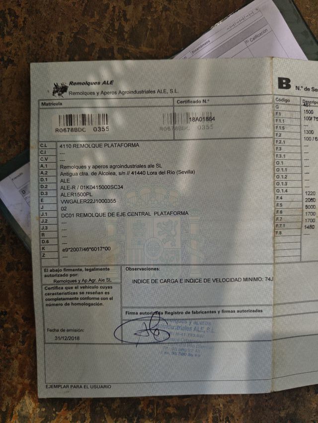 Remolque portacoches 1500kg