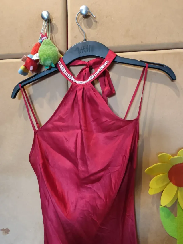 Abito sottoveste in seta rosso