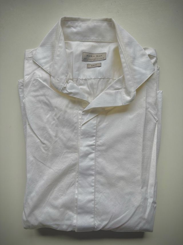 Camisa de vestir Zara Slim Fit Blanca