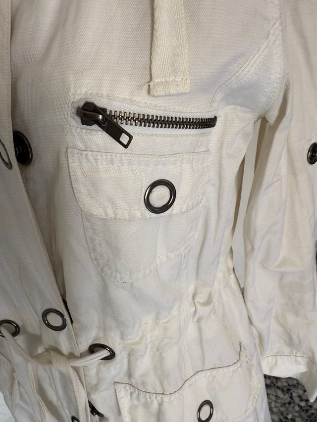 Parka blanca fina mujer