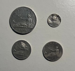 Conjunto 4 monedas 1870