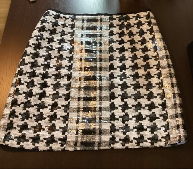 Falda lentejuelas pata de gallo y cuadros