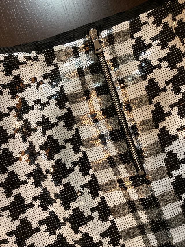 Falda lentejuelas pata de gallo y cuadros