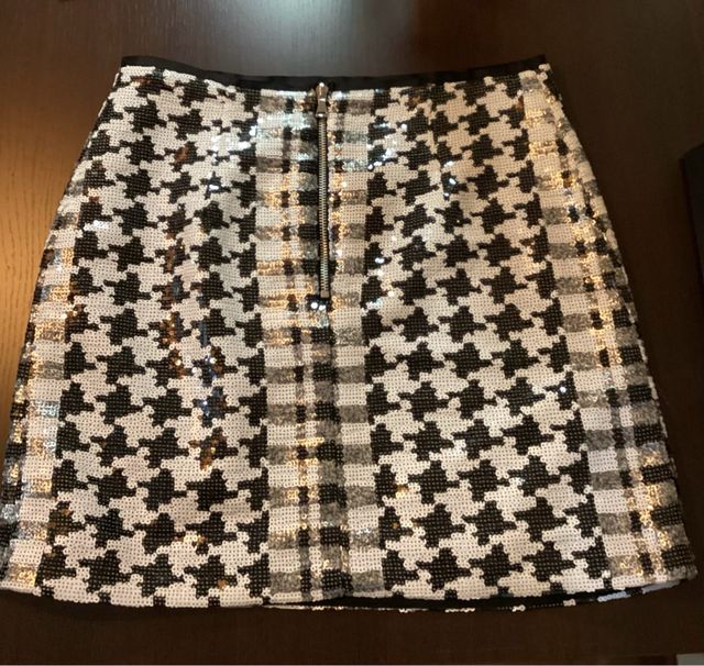Falda lentejuelas pata de gallo y cuadros