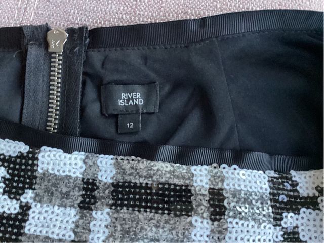 Falda lentejuelas pata de gallo y cuadros