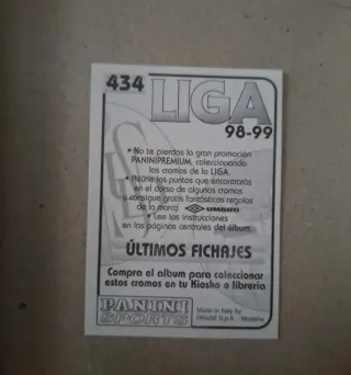 Cromo liga 98-99 Catanha fichaje 434 SIN PEGAR