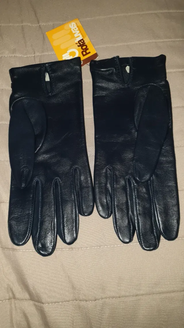 Luvas Rofá em pele pretas, muito bom