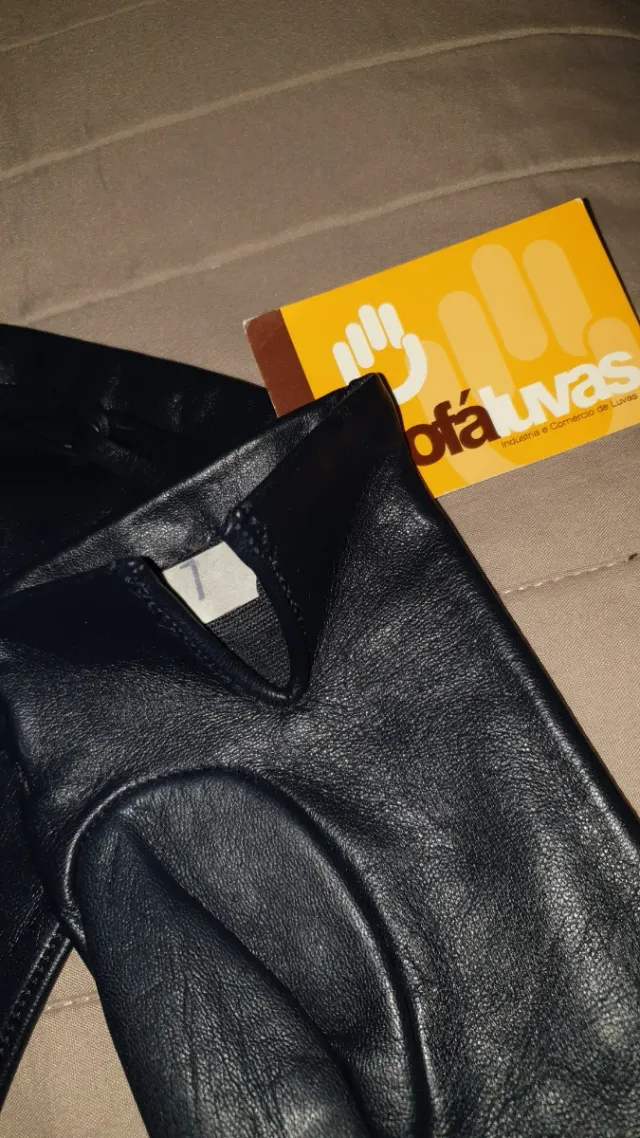 Luvas Rofá em pele pretas, muito bom