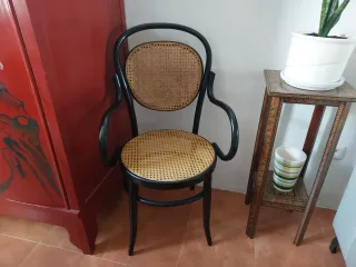 4 Sillones Thonet Madera y Rattan