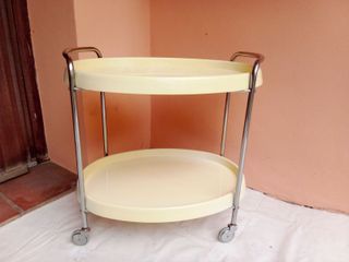 Carrello servizio ovale vintage bianco