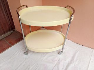 Carrello servizio ovale vintage bianco