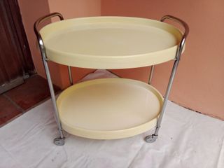 Carrello servizio ovale vintage bianco