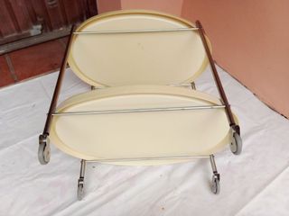 Carrello servizio ovale vintage bianco